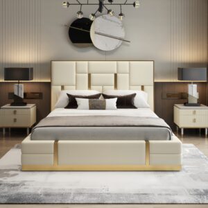 Solid wood upholded-padded CMBL002 bed